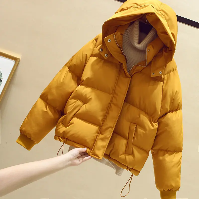 Fashion Winter Hooded Puffer Jacket Women Casual Warm Oversize Parkas Female Korean Loose Long Sleeve Coat Women Outwear