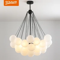 nordic frosted glass ball chandelier for dining room living room decoration gold black bubble pendant lights hanging lamp