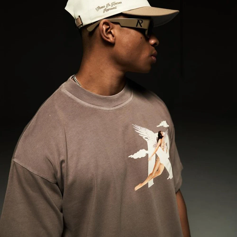 

Kanye666 Streetwear Men T-Shirt Luxury Brand Clouds Angel Girl 100％Cotton Short Sleeve Vintage Casual American Style Tops Tees