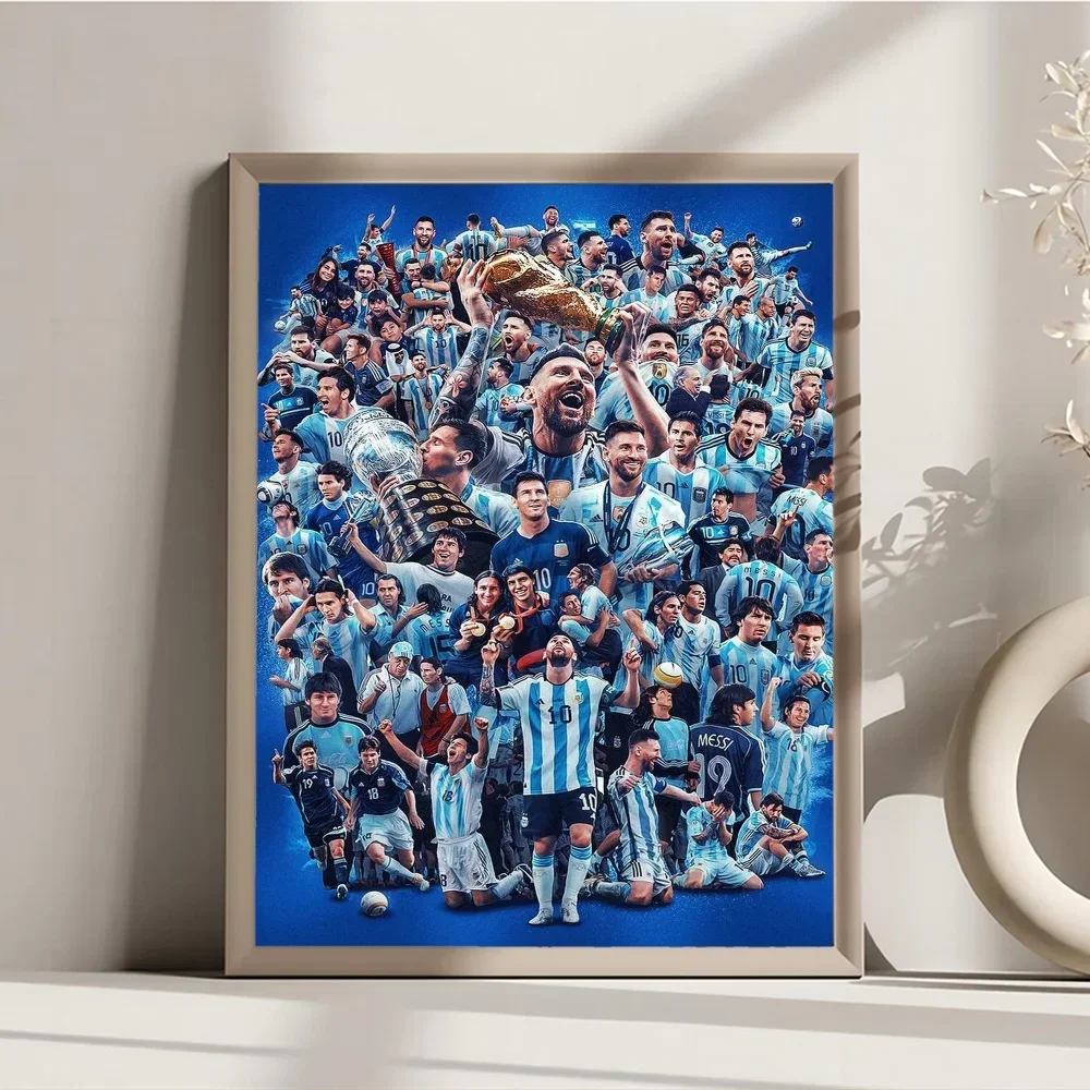 Леонель Месси постер футболиста в стиле ретро для дома кофейни гостиной спальни