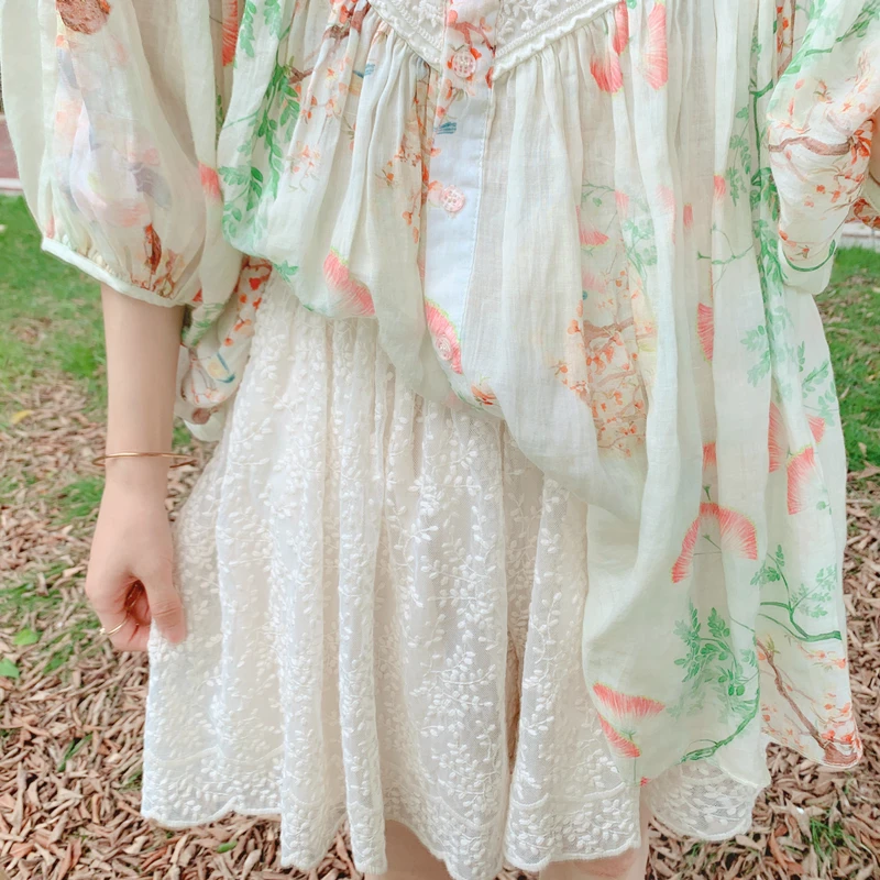 

2023 new Summer Women's New Japanese Mori Sweet Lace Wide-leg Shorts