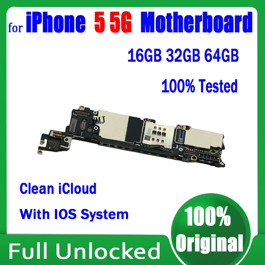 

Original Unlocked Mainboard Clean ICloud For IPhone 5 5G Motherboard 100% Tested Good Work For IPhone 5 Logic Board 16GB 32GB 64