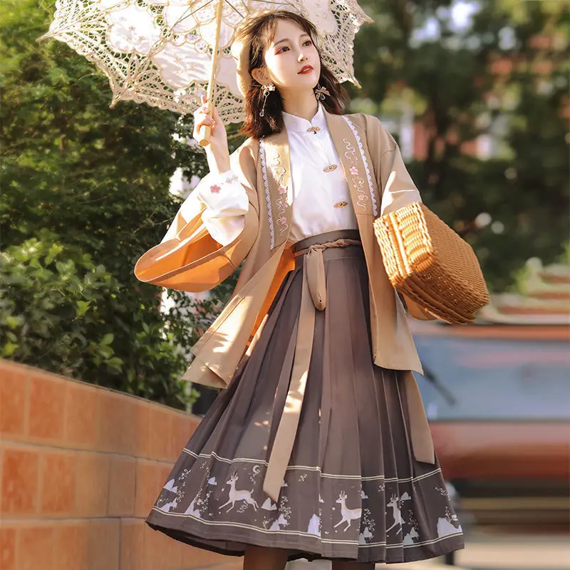 

2023 autumn new chinese traditional ancient song hanfu women casual daily dress japanese jk style improved hanfu dress set a253