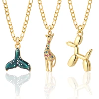 dog fish animals cute necklace for women whale shell gold color couple necklace stainless steel long chain link necklace friend