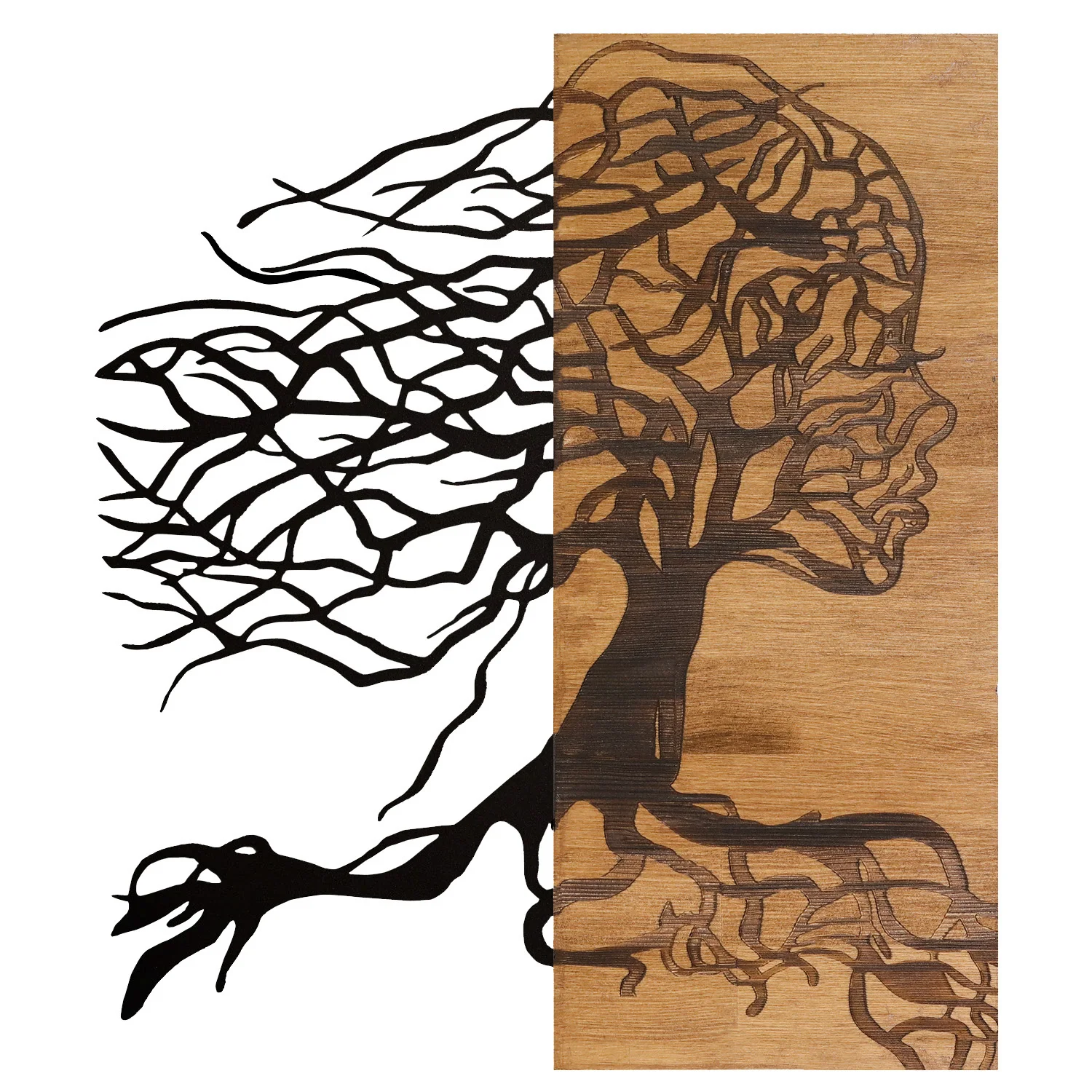 

Veramaya women figure wooden/metal rectangular wall board 47x57,5 Cm