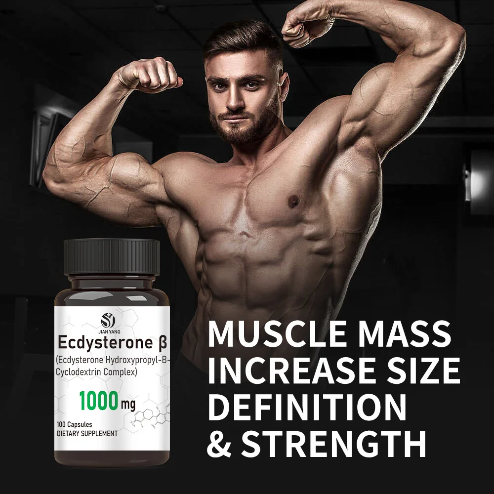 1 bottle ecdysterone capsule muscle mass increase size anabolic activity support muscle development physical strength increase