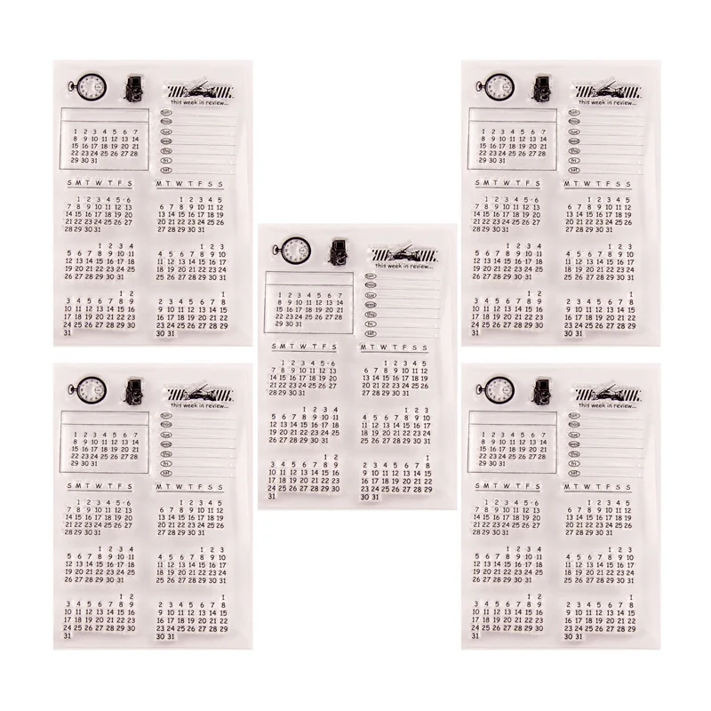 

Transparent Calendar Creative Stamp DIY Photo Album Graphic Stamp Suitable For Children's Gifts,5Pcs
