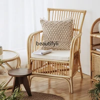 hj real rattan armchair single home bedroom study chair leisure balcony rattan chair