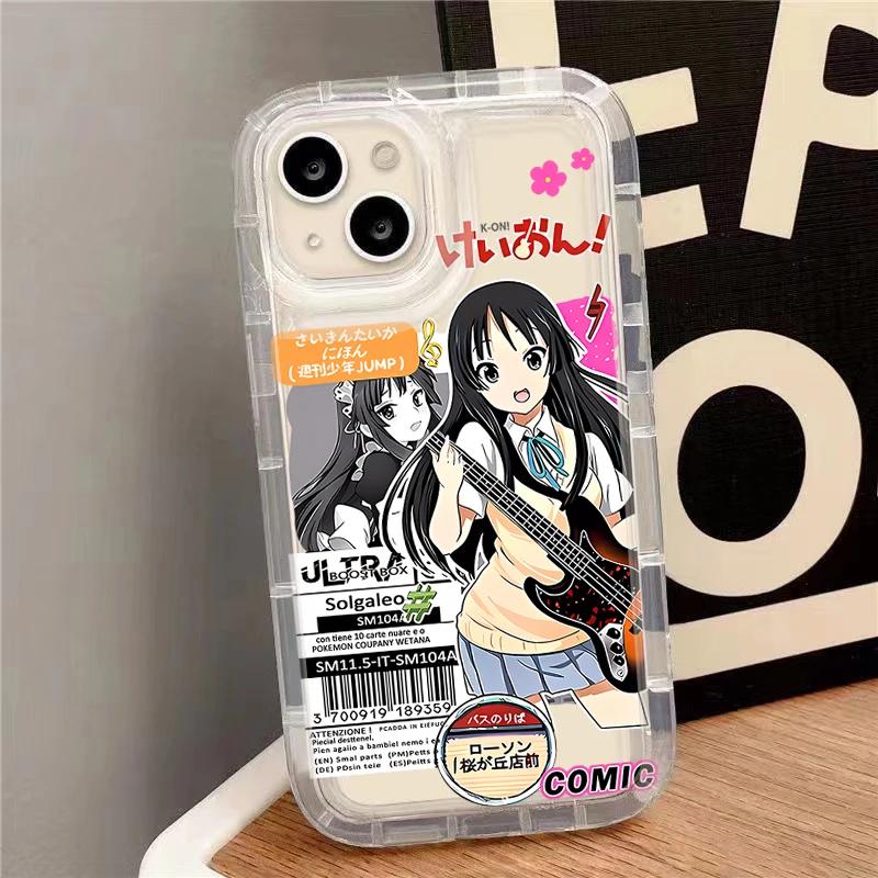 Прозрачный чехол с милым аниме K-ON Girls для iPhone 14 15 16 13 12 11 Pro Max XS X XR 8 7 Plus SE 2020