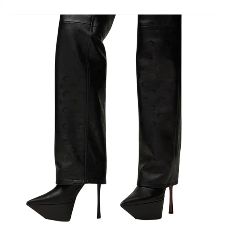 2023 New Brand Patent Leather Women's Ankle Boots Platform Thin Heels Pointed Toe Sexy Female Booties Zip Fashion Women Shoes