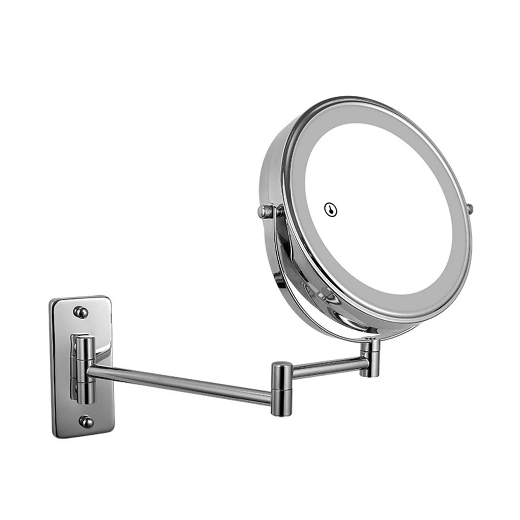 

Настенное зеркало для макияжа, складные металлические двойные боковые зеркала с подсветкой, увеличительное зеркало для ванной комнаты с квадратным дном