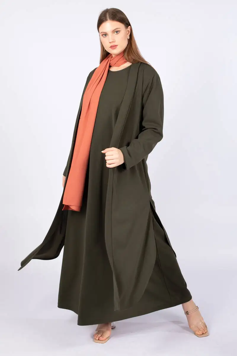 

Women's Large Size Straight Basic Suit 2'li Haki