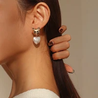 new elegant pearl stud earrings vintage cat drop dangle earrings for women temperament heart earrings girls party jewelry