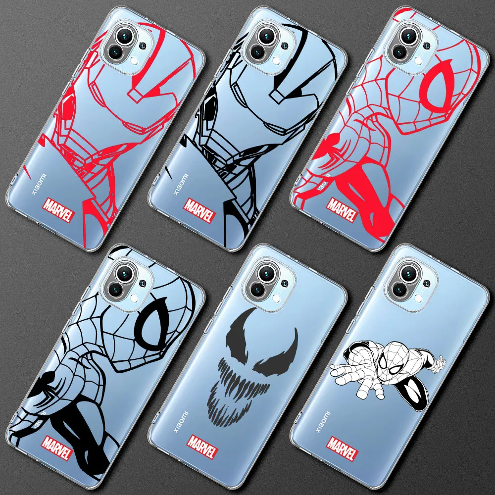 

Marvel Spiderman Case For Xiaomi Mi Poco X3 NFC M3 Pro F3 11 Lite 10T 11T Note 10 F1 12 11X 9T Soft Clear Phone Cover Iron Man