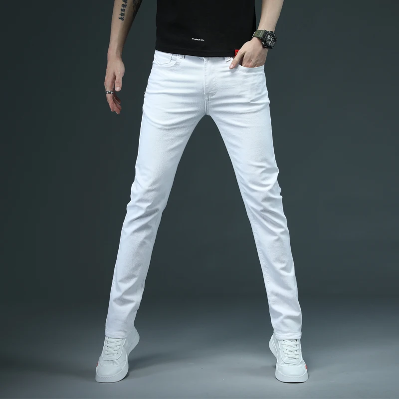 2022 Fashion Men's Stretch Skinny White Jeans Men Casual Elastic Cotton Slim Denim Trousers Male Brand Clothing jeans for men