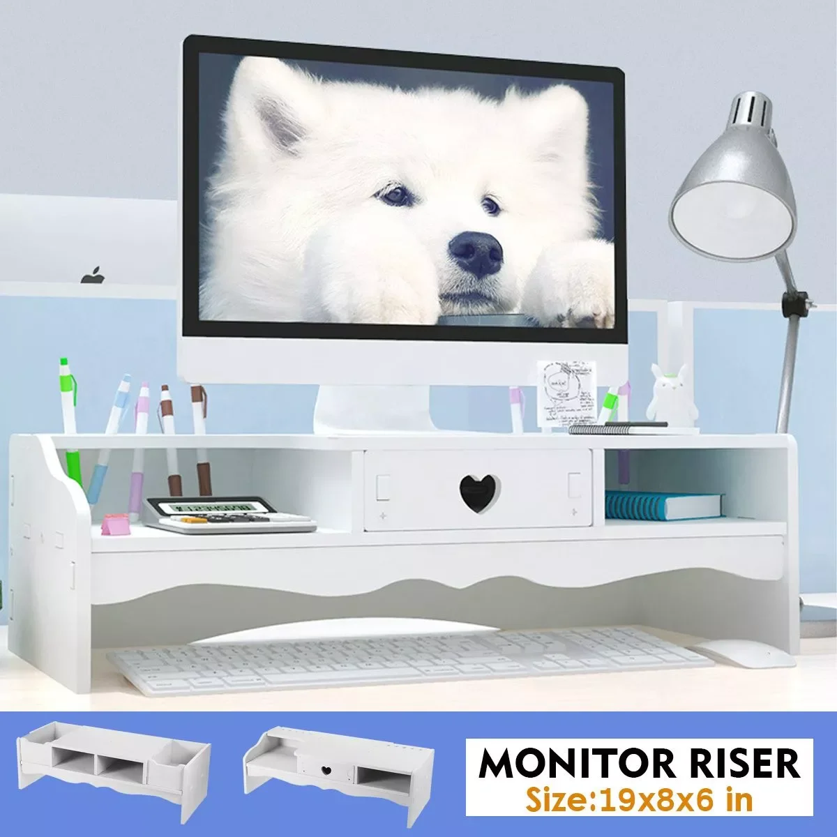 

Computer Monitor Riser Stand Desktop Holder Laptop Display Screen Shelf Drawer Storage Rack Organizer Monitors Accessories