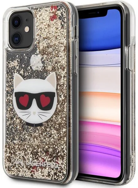 Чехол CG Mobile Karl Lagerfeld Liquid glitter Choupette head Hard для iPhone 11 цвет Золотой |