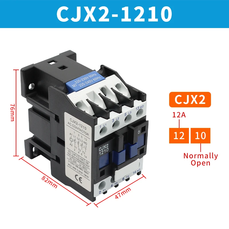 

OMCH CJX2-12 18 AC Contactor 24V 36V 110V 220V 380V 12A 18A 50/60Hz NC NO 3-Phase DIN Rail Mount Electric Power Contactor