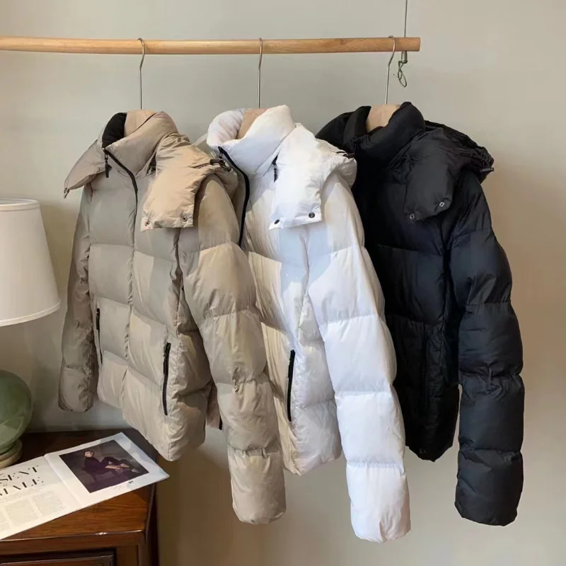 

Женский зимний пуховик на белом утином пуху, утепленные теплые пуховики для женщин, корейские Короткие пуховики со съемной шапкой