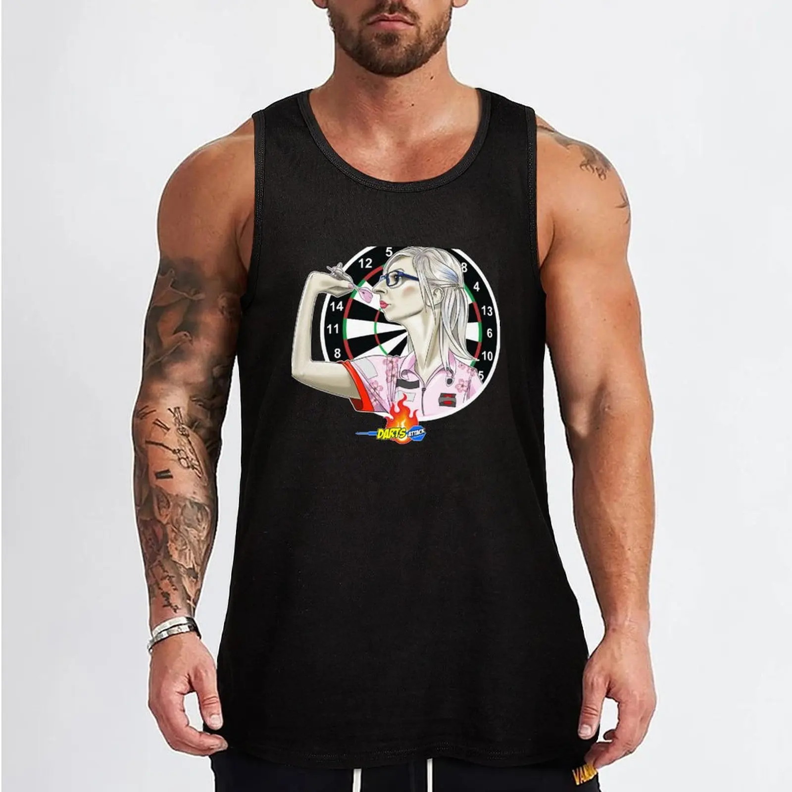Caricatura Fallon Sherrock by Darts Attack Tank Top летняя одежда мужские спортивные футболки 2025 года
