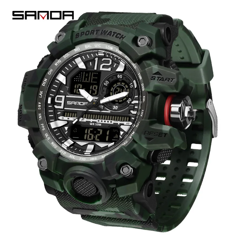 Модные мужские наручные часы Sanda G Style для спорта на открытом воздухе светодиодные