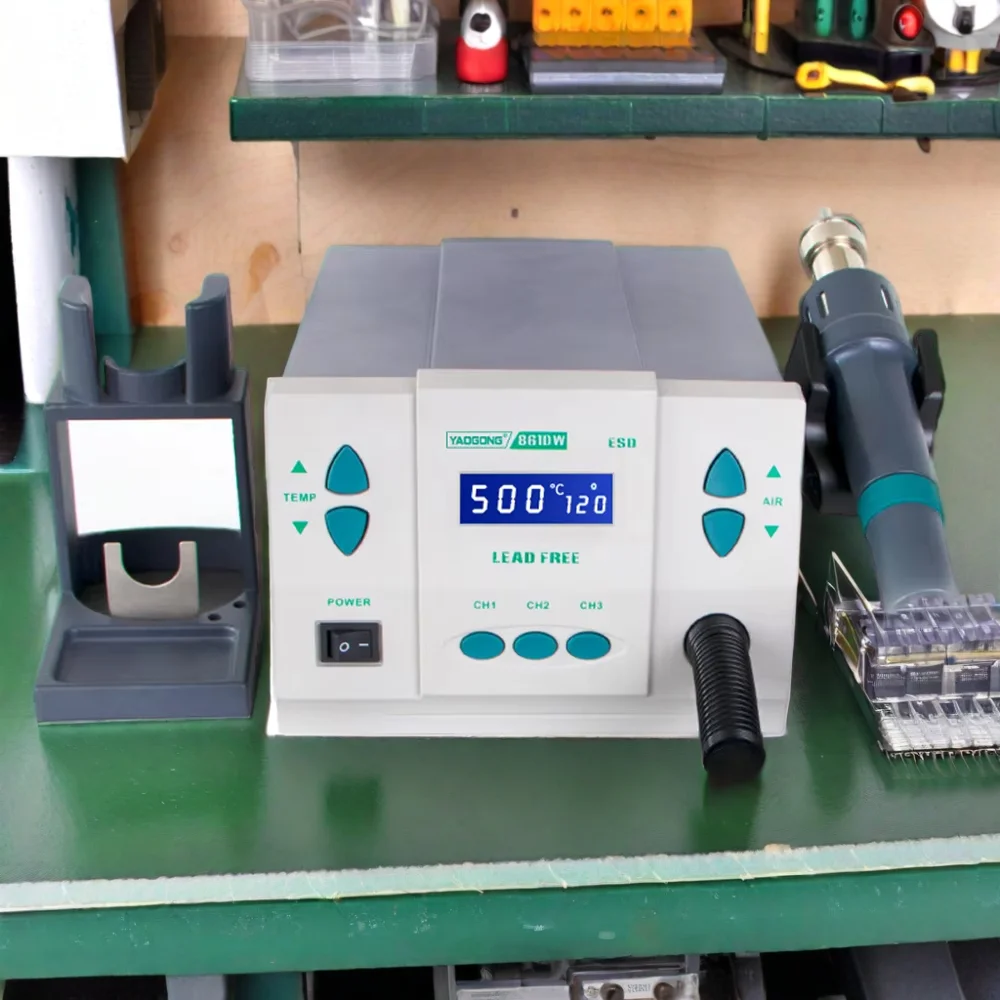 YAOGONG 861DW ESD бессвинцовая станция для распайки термофена цифровой регулируемый фен