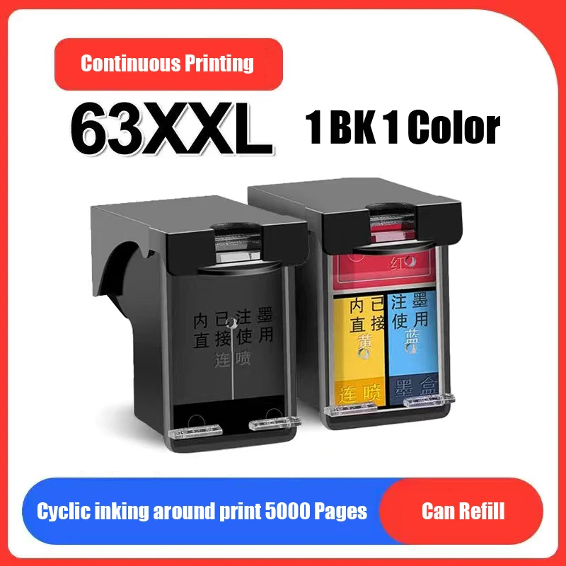 Восстановленный чернильный картридж F6U64A совместимый цветной 63XL для HP Deskjet 1112 2130