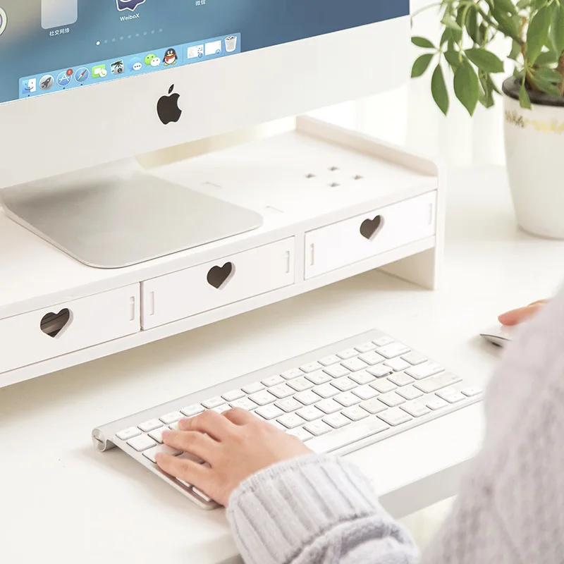 New Cute Desktop Computer Monitor Increase Rack Office Dormitory Storage Bedroom Table Shelf Stationery Supplies |