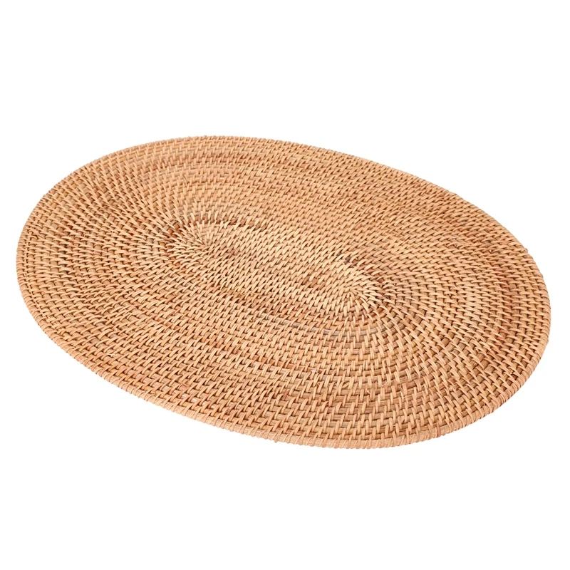 

Rattan Woven Placemats Oval Round Table Mats Non Slip Heat Resistant Place Mat Natural Multipurpose Placemat 30X40cm