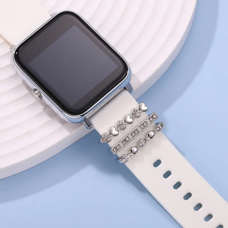 

Watchband Decorative Charm for Apple Watch Strap Silicone Bracelet Stud Charm Jewelry Pendent Accessories Charm for Smartwatch