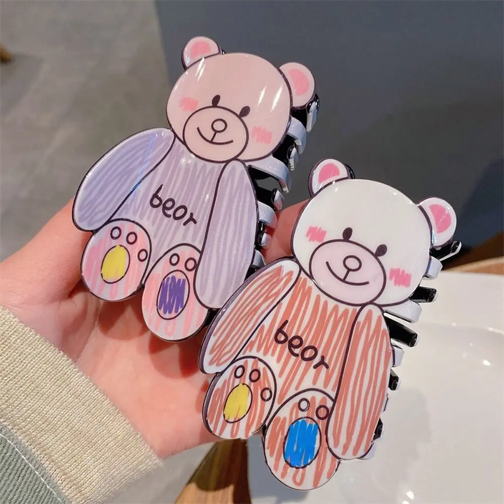 

Girls Hairgrip Elegant Candy Color Large Hairpin Animals Sweet Women Hair Clip Acrylic Bear Hair Claw Korean Shark Clip