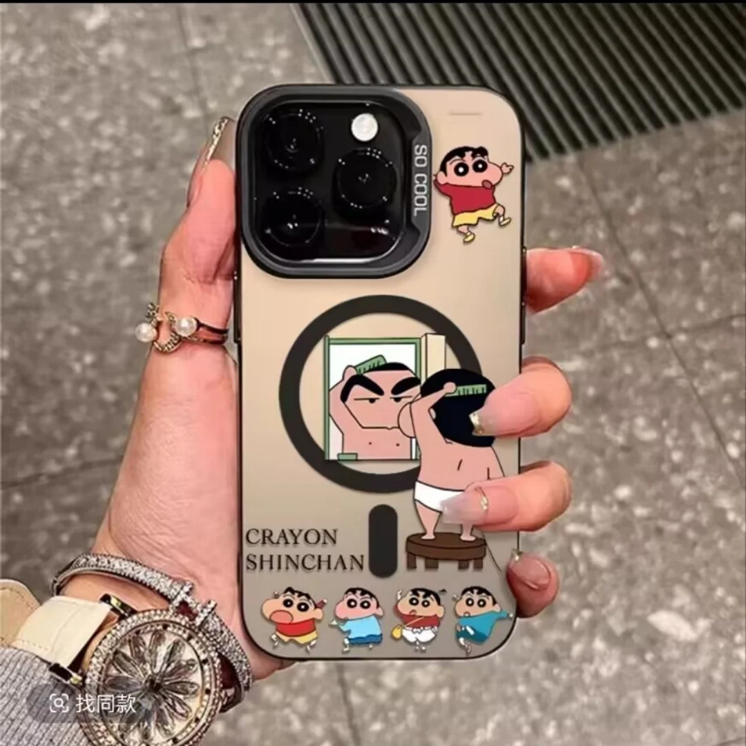 Фото Чехол для телефона Crayon Shinchan для iPhone 16, 15, 14, 13, 12, 11, 17 Pro Max Nohara Shinnosuke Shin-chan, магнитный беспроводной чехол Magsafe №1