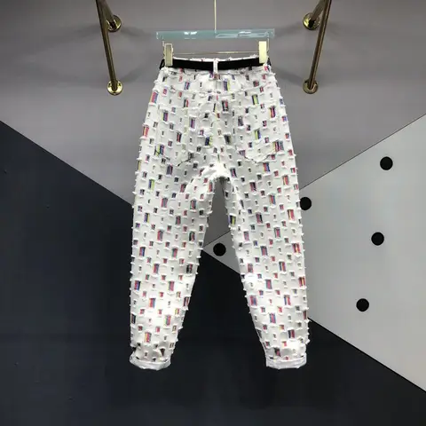 Women's Broken Contrast Color Patchwork Streetwear Jean 2023 Spring And Summer Versatile High Waist Vintage Denim Harem Pants