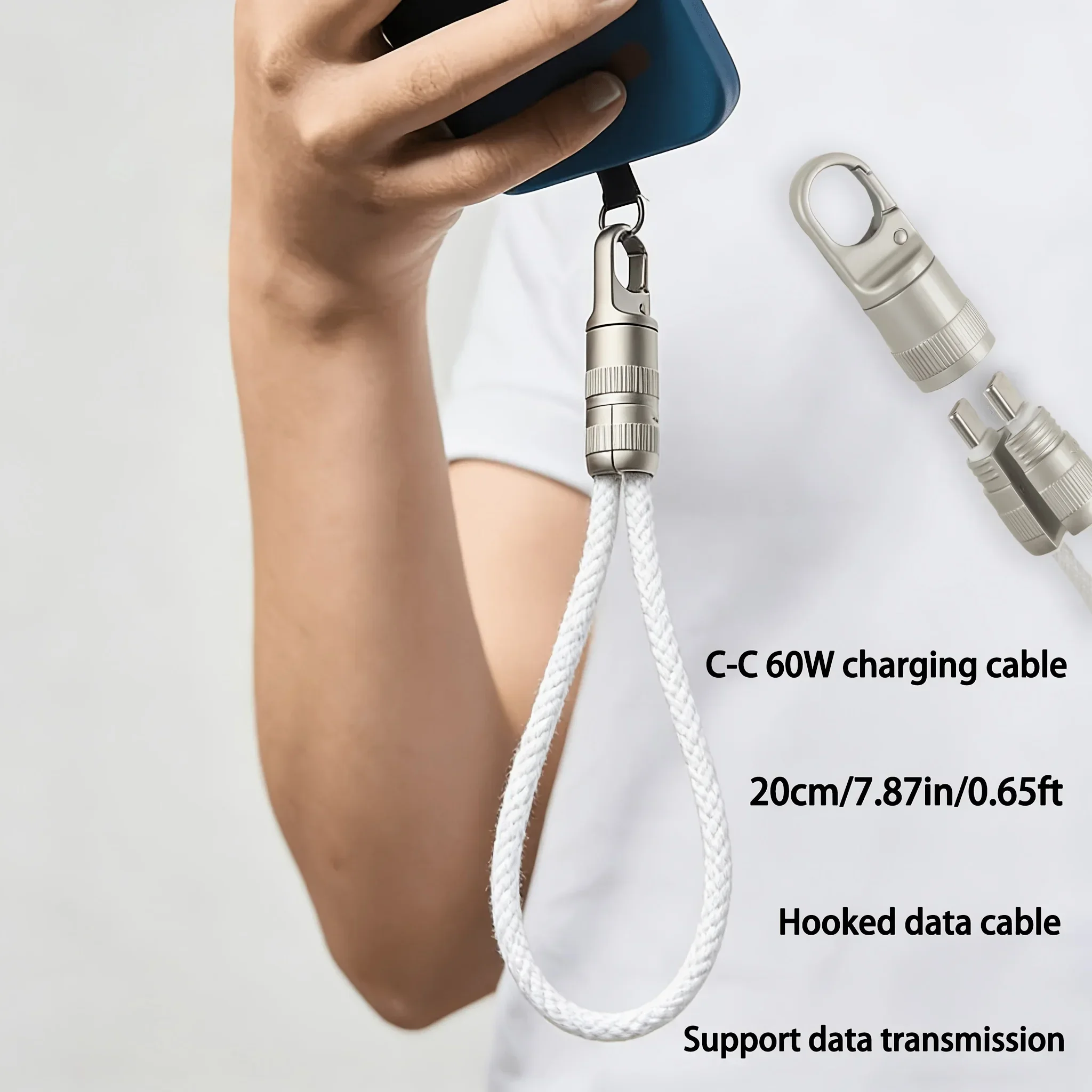 Фото Короткий кабель USB-C на USB-C для быстрой зарядки 60 Вт, брелок-кабель для зарядки ноутбуков и планшетов, Type-C на Type-C для iPhone Pro №4