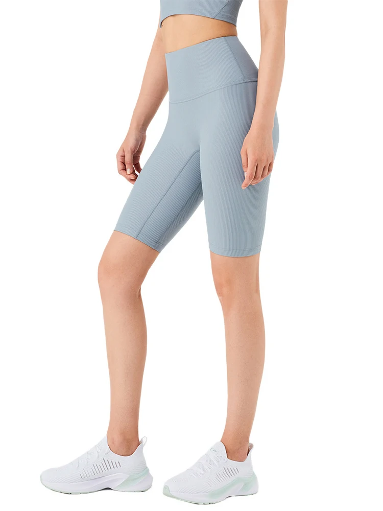 

Yoga Shorts Women Ribbed Yoga Leggings High Waist Gym Short Pants Female Anti-roll Edge Gym Trousers Running Training Clothing