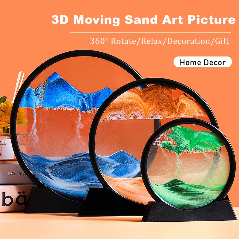 

3D Sand Glass Dynamic Sand Art Sand Painting Table Lamp Deep Sea Dynamic Sand Scene Shifting Sand Frame Handicraft Decoration