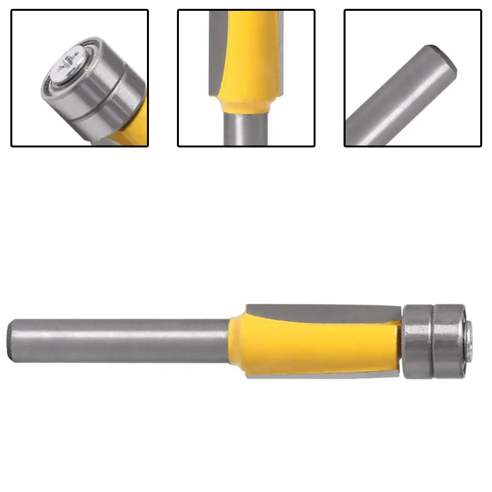 

1 Pc Milling Cutter Router Bit W/ 2 Bearing 6mm Shank Carbide Straight Flush Trimming Edge For Carpentry Woodworking Tools
