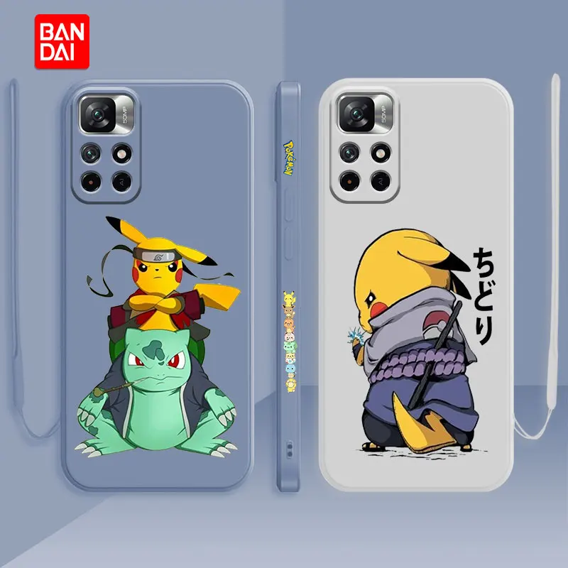 

Candy Color For Xiaomi Redmi Note 9 9S 8 10 11 11t Pro 9t 9A 9C 10C K40 Square Liquid Case Japan Pokemon Pikachu Cool Cosplay
