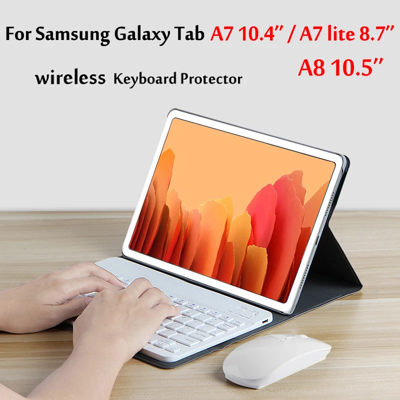 

For Samsung Galaxy Tab A7 10.4 SM-T500/T505C 8.7 T220 S6 Lite P610 Wireless Keyboard Case Tab A8 10.5 X200 SM-X205 Tablet Cover