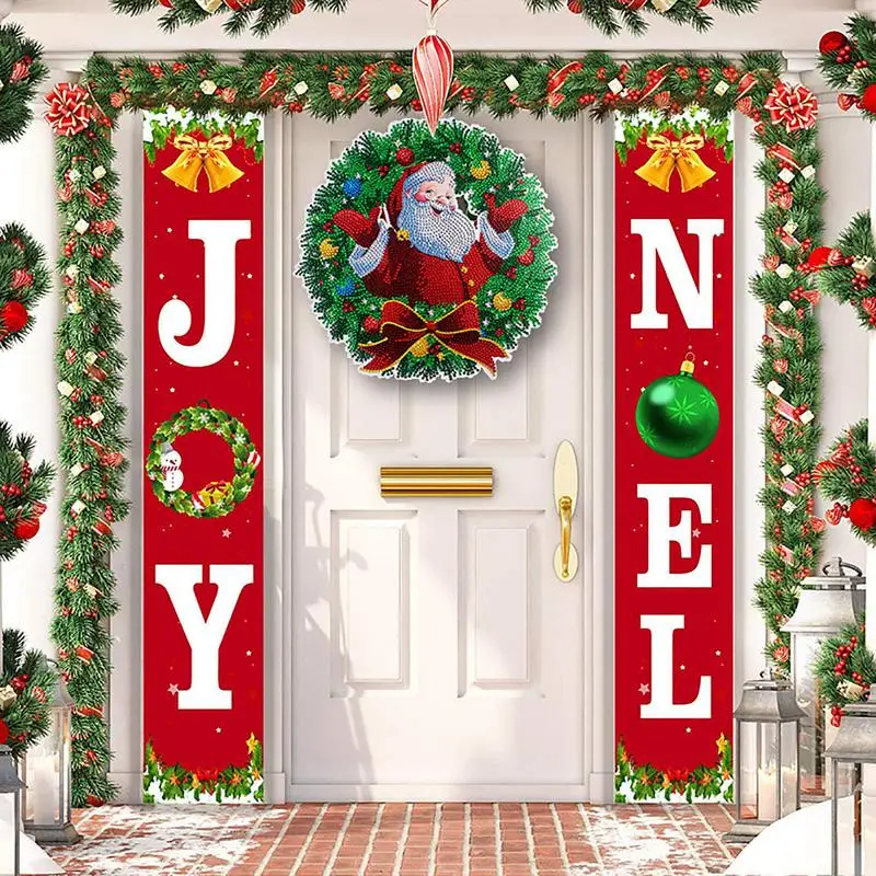 

Santa Painted Round Wreath 5D Diamond Painting Kit Full Drill Crystal Rhinestone Painting Embroidery Pictures For Home Office