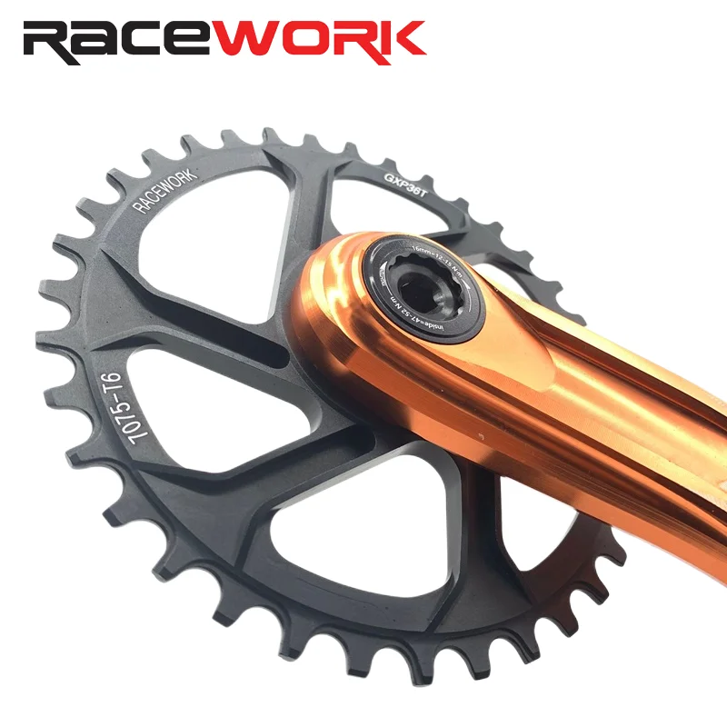 RACEWORK GXP Mtb Chainring Monoplates Mountain Bike Chain Ring Crown 36 34 38 32 Teeth Bicycle Sprocket Rotor Crankset 3 6Degree