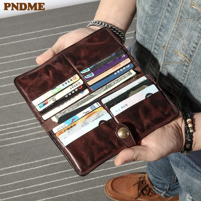 Fashion luxury genuine leather men's multi-card clutch bag organizer designer handmade natural real cowhide teens phone wallet