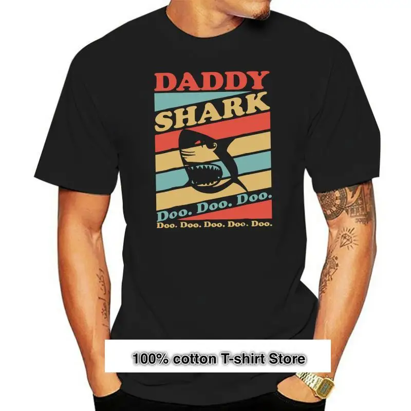 

Camiseta Retro Vintage Daddy Shark de manga corta negra, camiseta transpirable de talla S-3Xl