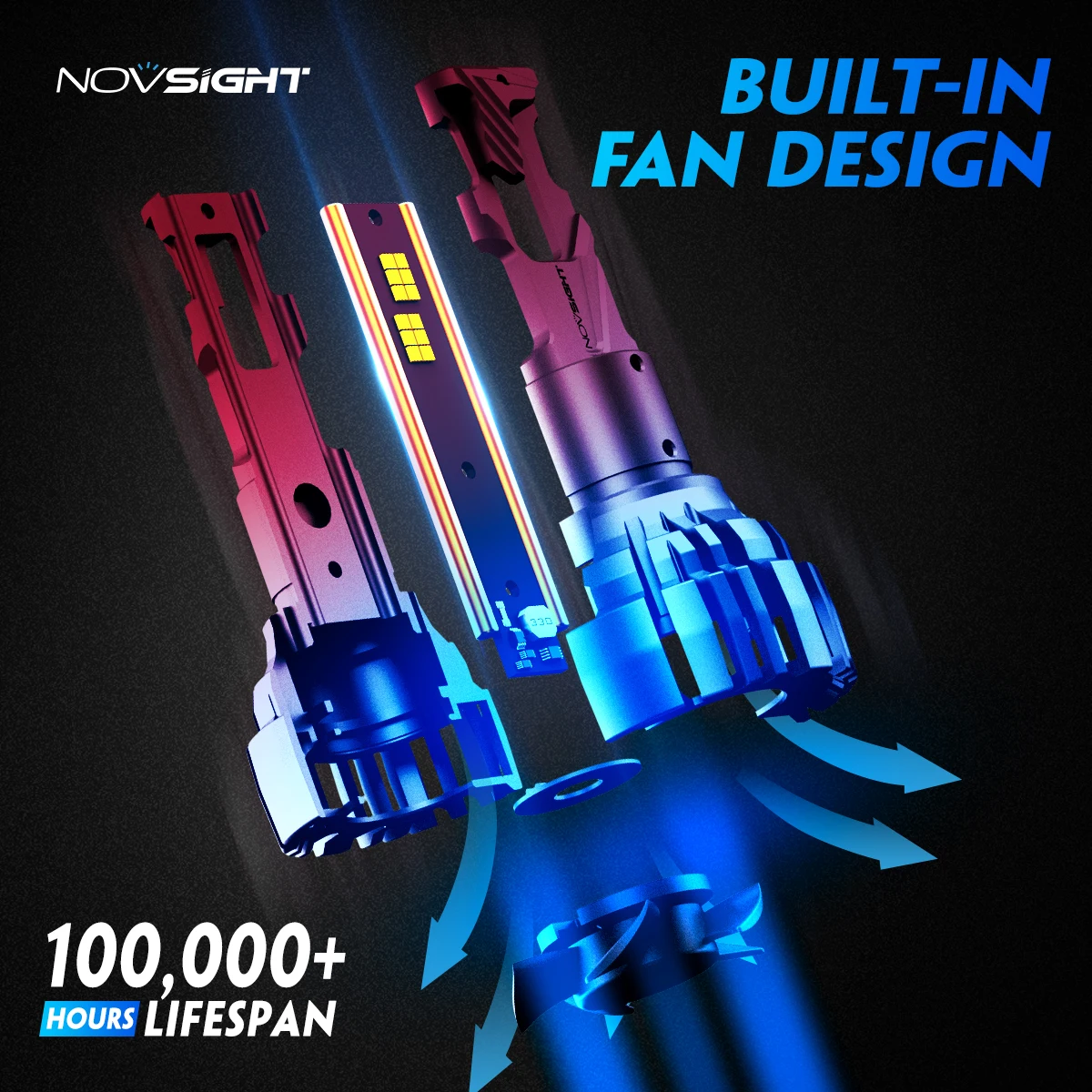 Фото NOVSIGHT H4 светодиодный светильник 140 Вт 30000LM H7 Canbus H11 H8 H9 9005 HB3 9006 HB4 H13 9007 светодиодный светильник для автомобиля 6500K белый головной светильник №5