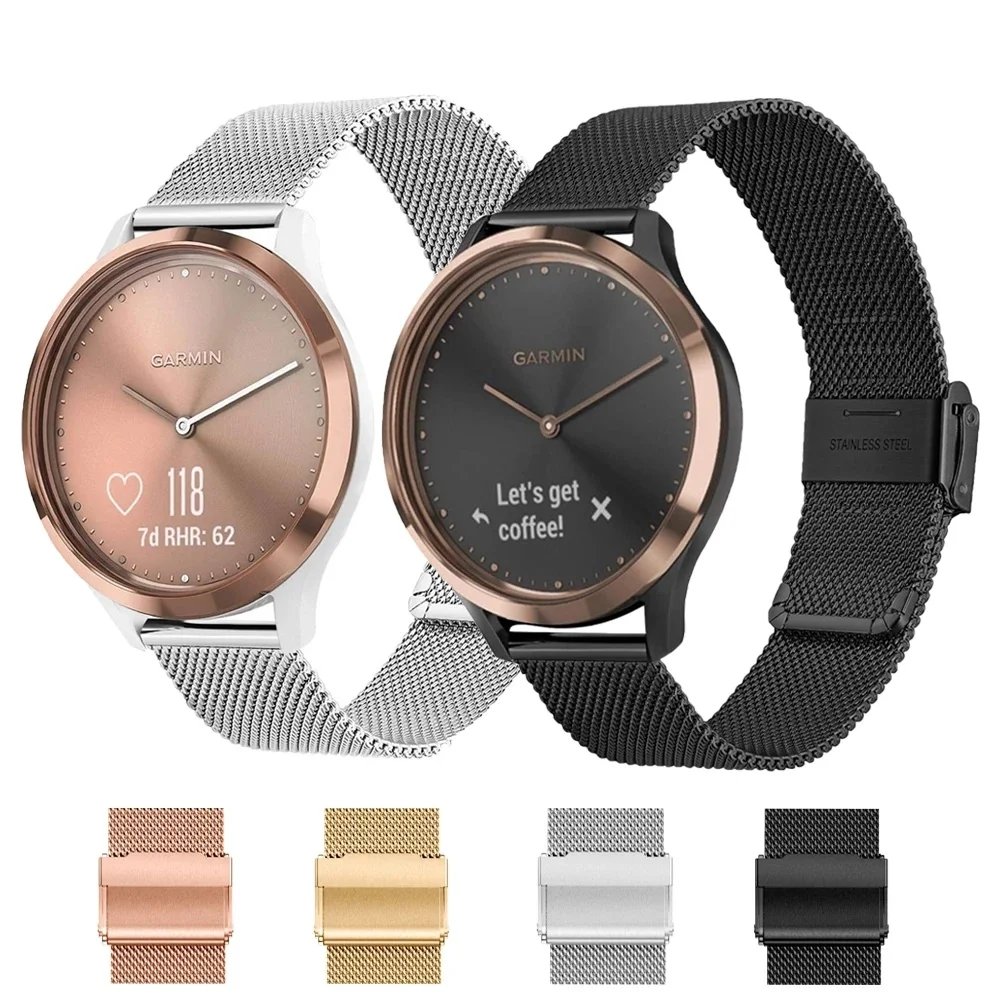 Ремешок из нержавеющей стали для наручных часов Garmin Vivoactive 3 4 4S, ремешок пришитый SQ Band, браслет Forerunner 245, аксессуары для часов
