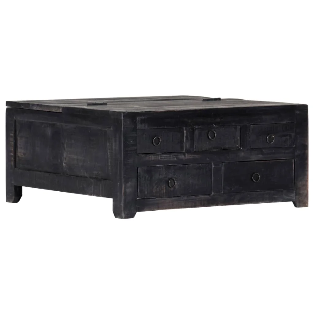 

Coffee Table Black 25.6"x25.6"x11.8" Solid Mango Wood Livingroom Furniture