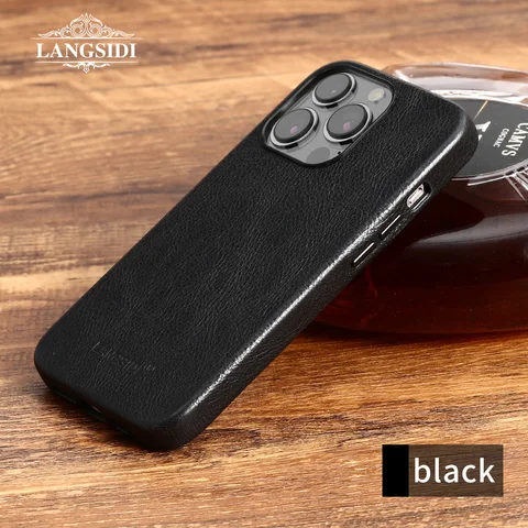 Чехол LANGSIDI из натуральной кожи для Magsafe в стиле ретро для Iphone 15 14 pro max 14pro 15Pro, роскошный противоударный чехол с полной защитой
