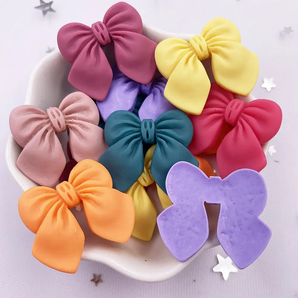 Кавайный красочный мультяшный бант из смолы с плоским задником 10 шт. альбом для