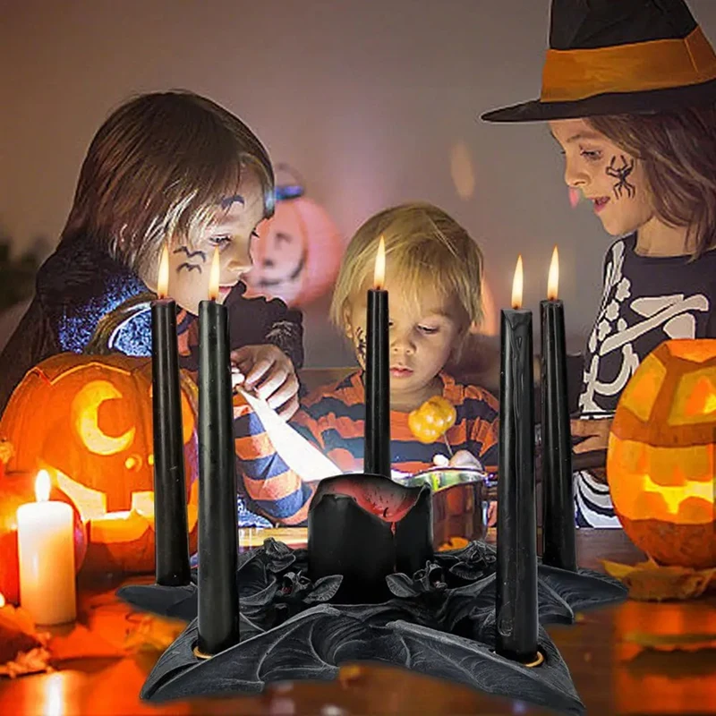 Подсвечник летучая мышь для Хэллоуина готический черный подсвечник из смолы