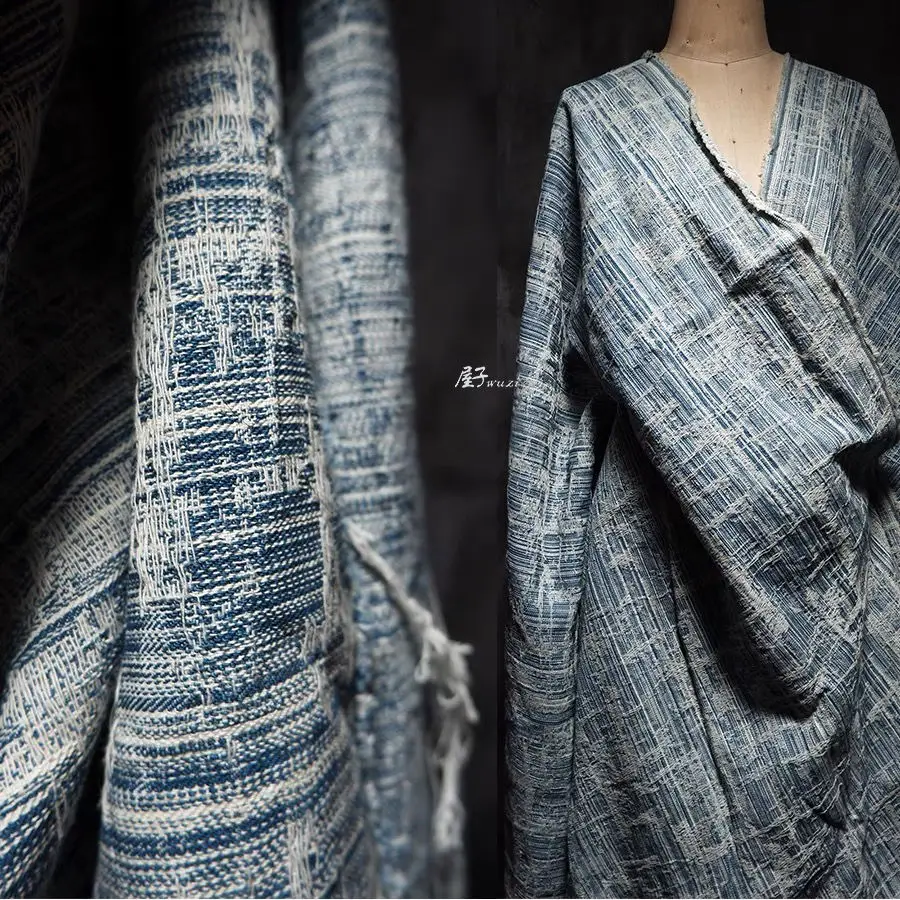 

1.55m*0.5m Random Stitch Three-Dimensional Topstitch Jacquard Texture Pattern Washed Denim Diy For Sewing Fabrics Per Meter